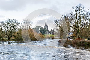 Flooding river Suir in Cahir city