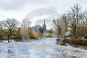 Flooding river Suir in Cahir city photo