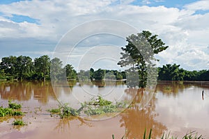 The flooding spread over a wide area. El NiÃ±o and La NiÃ±a phenomena. climate change. photo