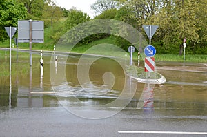 Flooding of a street near Erpfingen