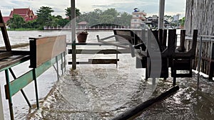 Flooding at a village in Thailand