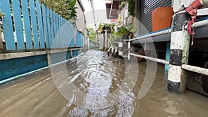 Flooding at a village in Thailand