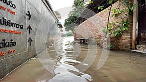 Flooding at a village in Thailand