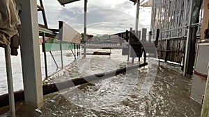 Flooding at a village in Thailand