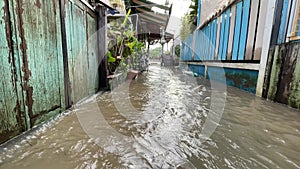 Flooding at a village in Thailand