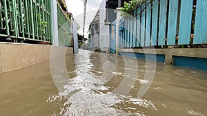 Flooding at a village in Thailand