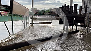 Flooding at a village in Thailand