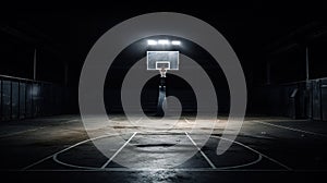 floodlights dark basketball court