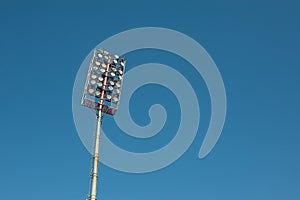 Floodlights with a metal pole for the sports arena