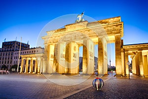 Floodlit Brandenburg Gate in Berlin - Symbol of Germany