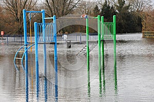 Floods engulf a childrens play area