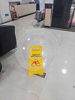 the floor is being cleaned and mopped