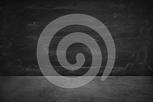 Floor and blackboard wall