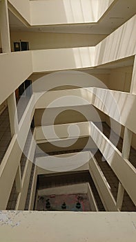 8 floor building with emergency stairs photo