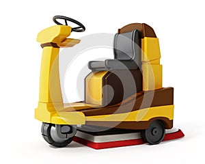 Floor cleaning machine isolated on white background. 3D illustration