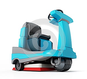 Floor cleaning machine isolated on white background. 3D illustration