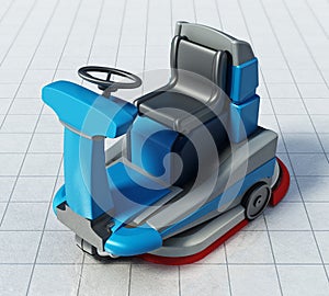 Floor cleaning machine isolated on white background. 3D illustration