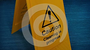 Floor Cleaning Safety Sign Moving Shot