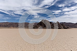 Floor of a dry lake with cracked mud