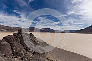 Floor of a dry lake with cracked mud