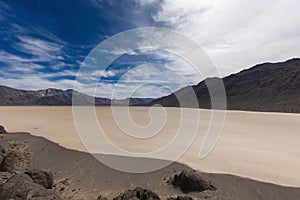 Floor of a dry lake with cracked mud