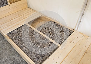 Floor insulation in home design with sheep wool