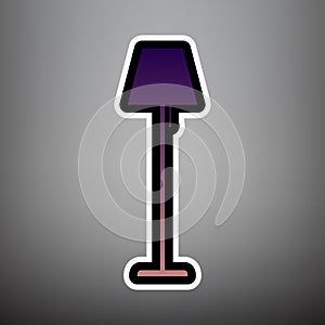 Floor lamp sign illustration. Vector. Violet gradient icon with