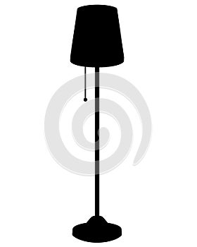 Floor lamp, vintage floor lamp with lampshade - vector silhouette picture for logo or pictogram. Lamp in scandinavian style, vinta