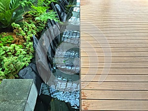 Floor lath with Mini Waterfall in Garden