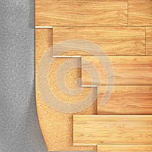 Floor layers. Wooden floorboard floor