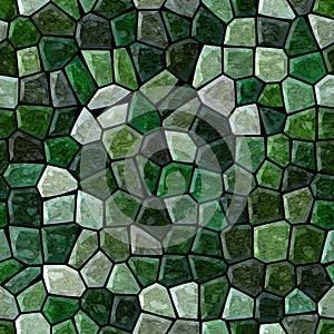 Floor marble mosaic pattern seamless background with black grout - dark emerald green color