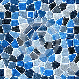 floor marble mosaic pattern seamless square background with white grout - marine blue color