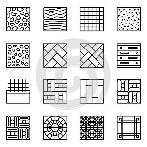 Floor material line vector icons