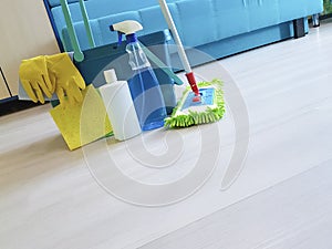 Floor Mop container for cleaning in the room