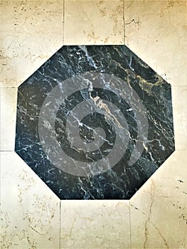 Floor and octagon, art and shapes, marble and light photo