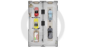 Floor plan of car service. Floor plan of car service. Working place with tools in garage.