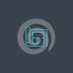 Floor plan concept blue line icon