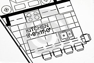 A floor plan focused on the kitchen