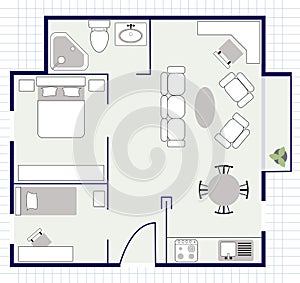 Piso muebles sobre el 