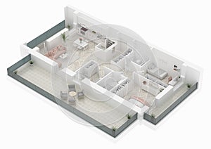 Floor plan of a home top view. Open concept living apartment layout