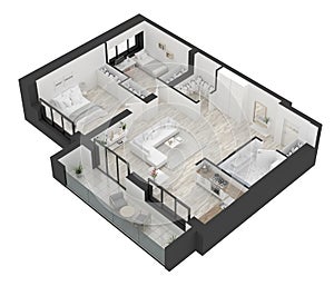 Floor plan of a home top view. Open concept living apartment layout