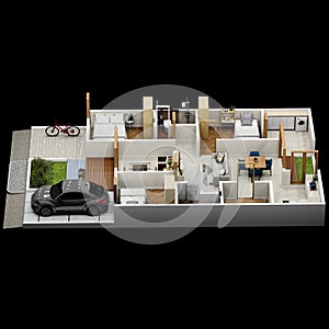 floor plan house with 135 square meters