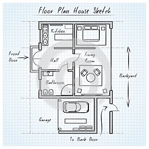 Floor plan house sketch photo