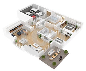 Floor plan of a house top view. Open concept living appartment layout