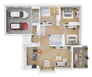 Floor plan of a house top view. Open concept living appartment layout