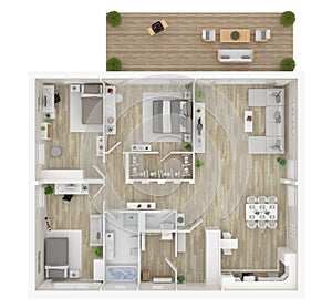 Floor plan of a house top view. Open concept living appartment layout