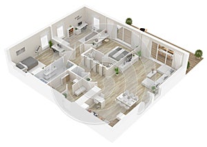 Floor plan of a house top view. Open concept living appartment layout