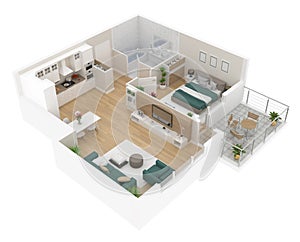 Floor plan of a house top view. Open concept living appartment layout