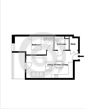 Floor plan. Interior. 2d floor plan for real estate. Home plan. Autocad drawing. photo