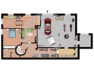 Floor plan. Interior floor plans 2d. 2D illustration floor plan